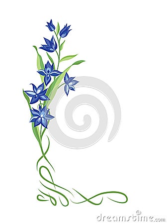 Floral bouquet frame. Swirl vignette border with flowers. Nature decor Stock Photo