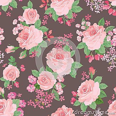 Floral bouquet seamless pattern. Flower posy background. Floral Stock Photo