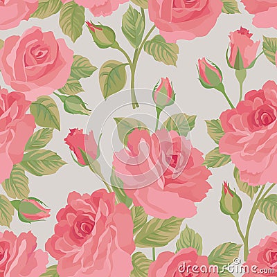 Floral bouquet seamless pattern. Flower posy background. Ornamental texture with flowers roses. Flourish tiled wallpaper Stock Photo