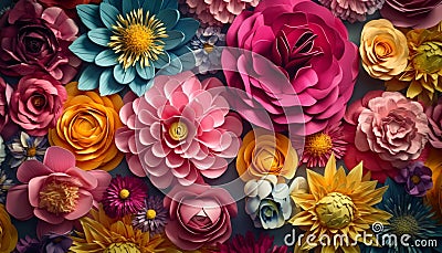 Floral bouquet, vibrant colors, nature beauty, perfect for wedding invitation generated by AI Stock Photo