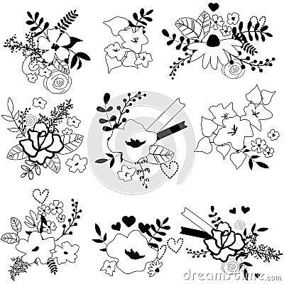 Floral bouquets Vector Illustration