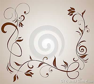 Floral brown border Vector Illustration
