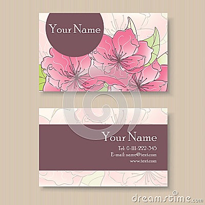 Floral business or visiting card Vector Illustration