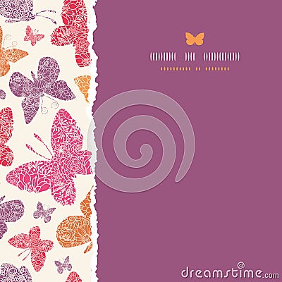 Floral butterflies frame vertical seamless pattern Vector Illustration