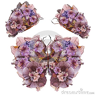 Floral butterfly made of flowers photo manipulation Stock Photo