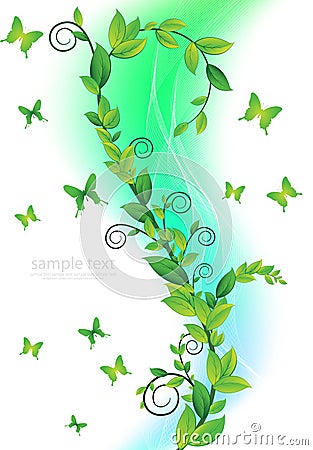 Floral card with butterflies Stock Photo