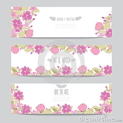 Floral cards set Vector Illustration