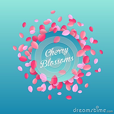 Floral cherry blossom petals frame illustration Vector Illustration