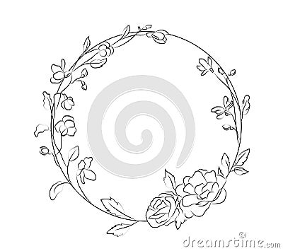 Floral circular frame Vector Illustration