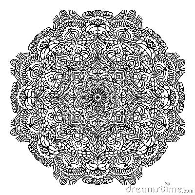 Floral circular pattern mandala for coloring page outline illustration Vector Illustration