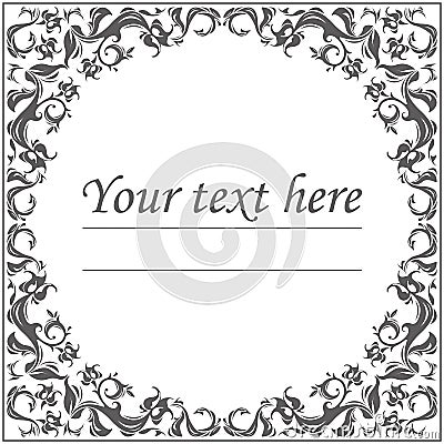 Floral classic circle frame Vector Illustration