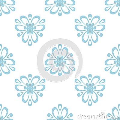 Floral colored seamless pattern. Blue and white background with fower elements for wallpapers Vector Illustration