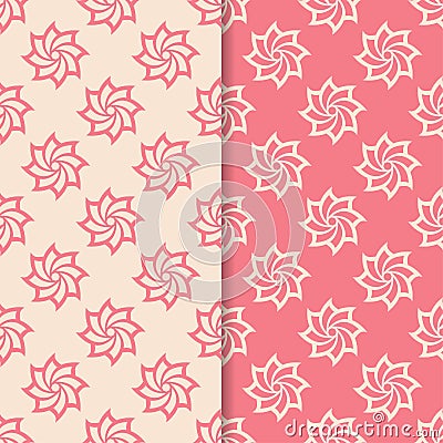 Floral colored seamless patterns. Backgrounds with fower elements for wallpapers Vector Illustration