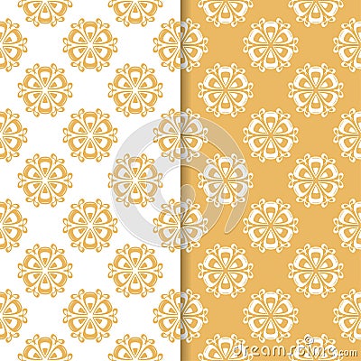 Floral colored seamless patterns. Backgrounds with fower elements for wallpapers Vector Illustration