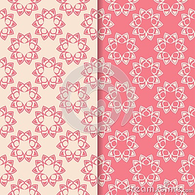 Floral colored seamless patterns. Backgrounds with fower elements for wallpapers Vector Illustration