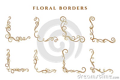 Floral corner borders frame collection ornamental design Vector Illustration