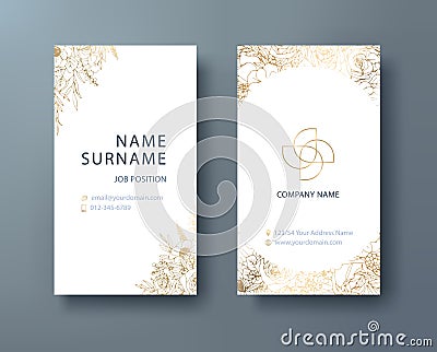 Floral Corporate business, Personal name card design template. illustration. Front and back page. Vector Illustration