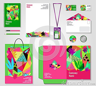 Floral Corporate Identity Templates Set Vector Illustration