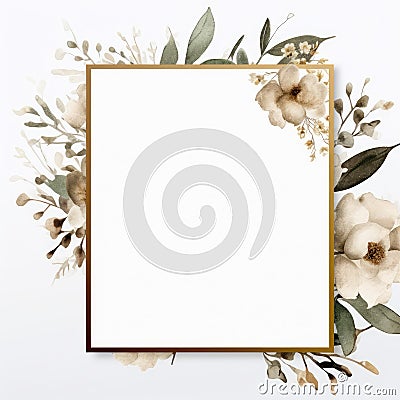 Floral cover, frame design with orchid flower on white background. Luxury premium background pattern for tropical menu, elite Stock Photo