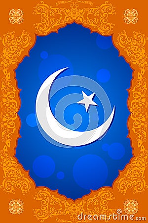 Floral crescent moon of Eid Vector Illustration