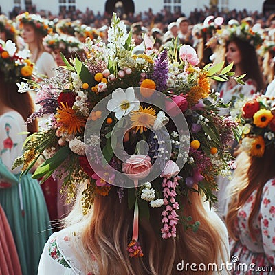 Floral Crowns and Fertility Rites Traditions of May Day Stock Photo