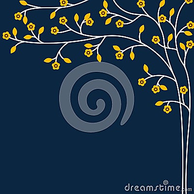 Floral dark blue background Vector Illustration