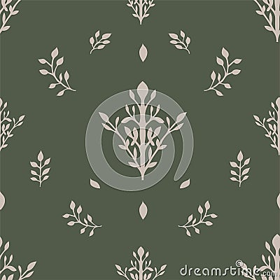 Floral decoration with branches and leaves, print Vector Illustration