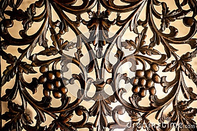 floral decoration engraving of wood forniture texture Stock Photo
