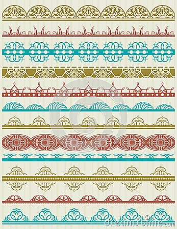 Floral decorative borders, ornamental rules, divid Vector Illustration