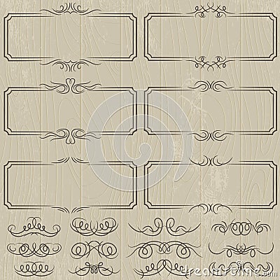 floral decorative borders, ornamental rules, divid Vector Illustration