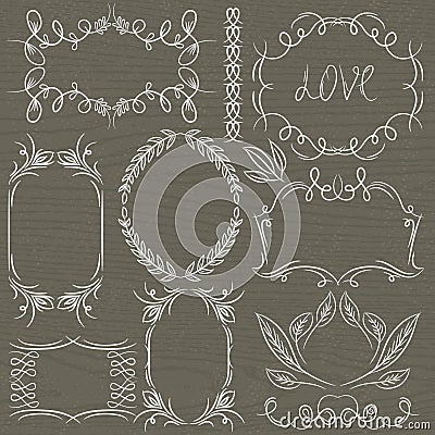 Floral decorative borders, ornamental rules, divid Vector Illustration