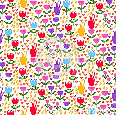 Floral decorative doodle seamless vector pattern Vector Illustration