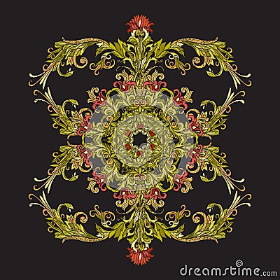 Floral decorative pattern for embroidery. Royal ornament in vint Vector Illustration