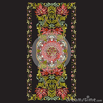 Floral decorative pattern for embroidery. Royal ornament in vint Vector Illustration