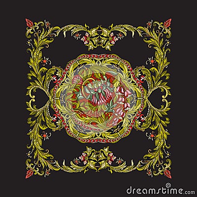 Floral decorative pattern for embroidery. Royal ornament in vint Vector Illustration