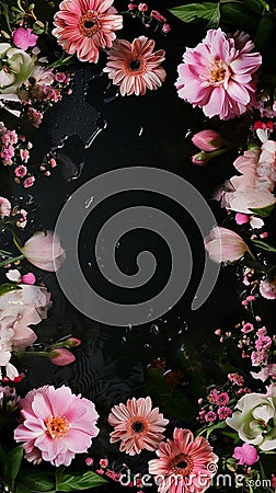 Floral Delight with Negative Space: Vibrant Flower Background Stock Photo
