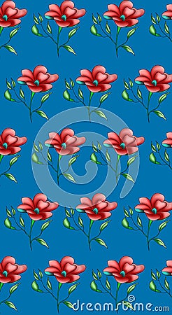 Floral design pattern in red and black color Stock Photo