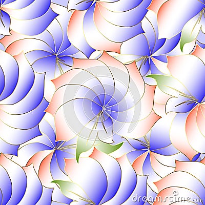 Floral elegance 3d vector seamless pattern. Modern ornamental be Vector Illustration