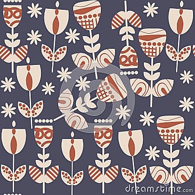 Floral elegance seamless pattern and seamless pattern in swatch Vector Illustration