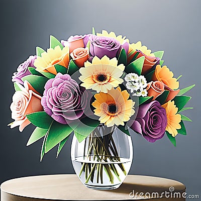 Floral Elegance. A vibrant bouquet of spring flowers arranged in a stylish vase Stock Photo