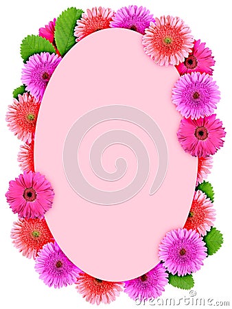 Floral ellipse frame with pink flowers Stock Photo