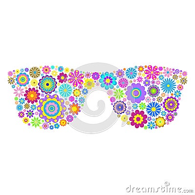 Floral eyeglasses on white background Vector Illustration