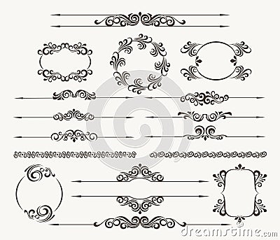 Floral filigree design element set Stock Photo