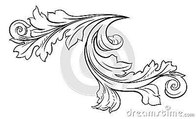 Floral Filigree Pattern Scroll Design Vector Illustration