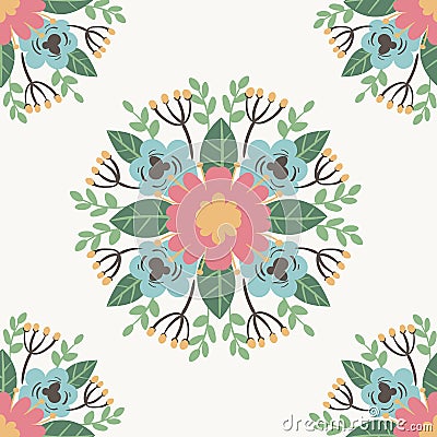 Floral flower pattern ornament vector illustration hand drawn seamless pattern background Vector Illustration