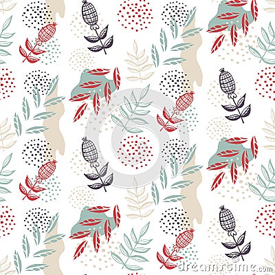 Floral flowers nature seamless vector pattern Vector Illustration