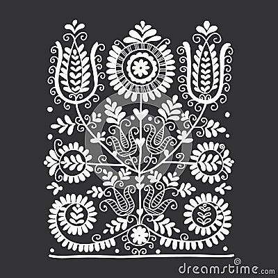 Floral folk ornament Vector Illustration