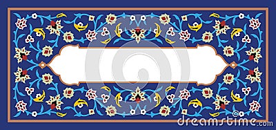 Arabic Floral Frame for your design. Traditional Islamic Design. Elegance Background with Text input area in a center. Vector Illustration