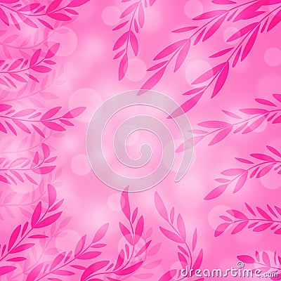 Floral Frame in Blurred Bokeh Pink Background Stock Photo