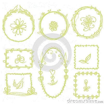 Floral Frame Collection Vector Illustration